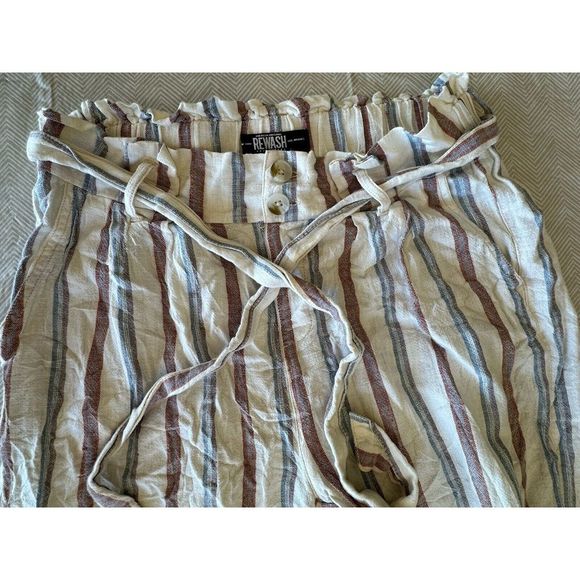 Rewind Linen Blend Stripped Pants Women's M - Picture 2 of 11